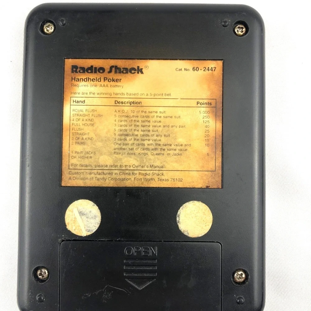 Radio Shack Electronic‎ Casino Draw Poker Handheld Game Model 60-2447 – Tested
